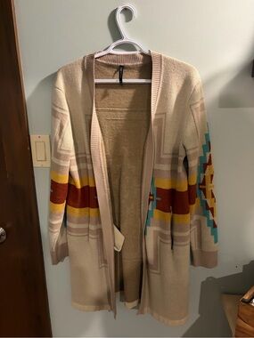 Western print cardigan